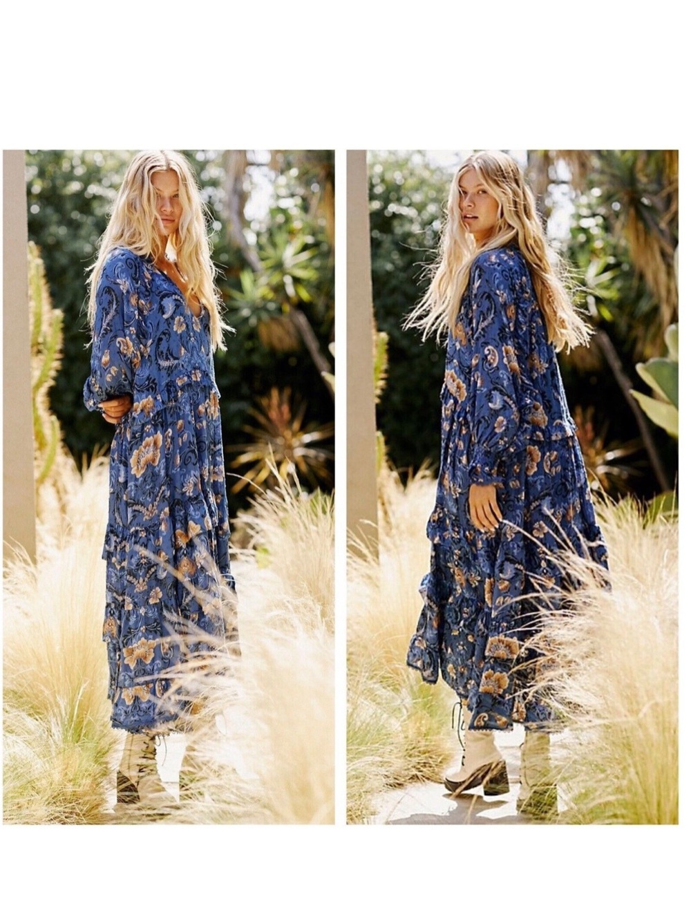 Breathtaking Spell & the Gypsy Collective Blue Aurora Boho Festival Maxi Dress - Picture 9 of 14